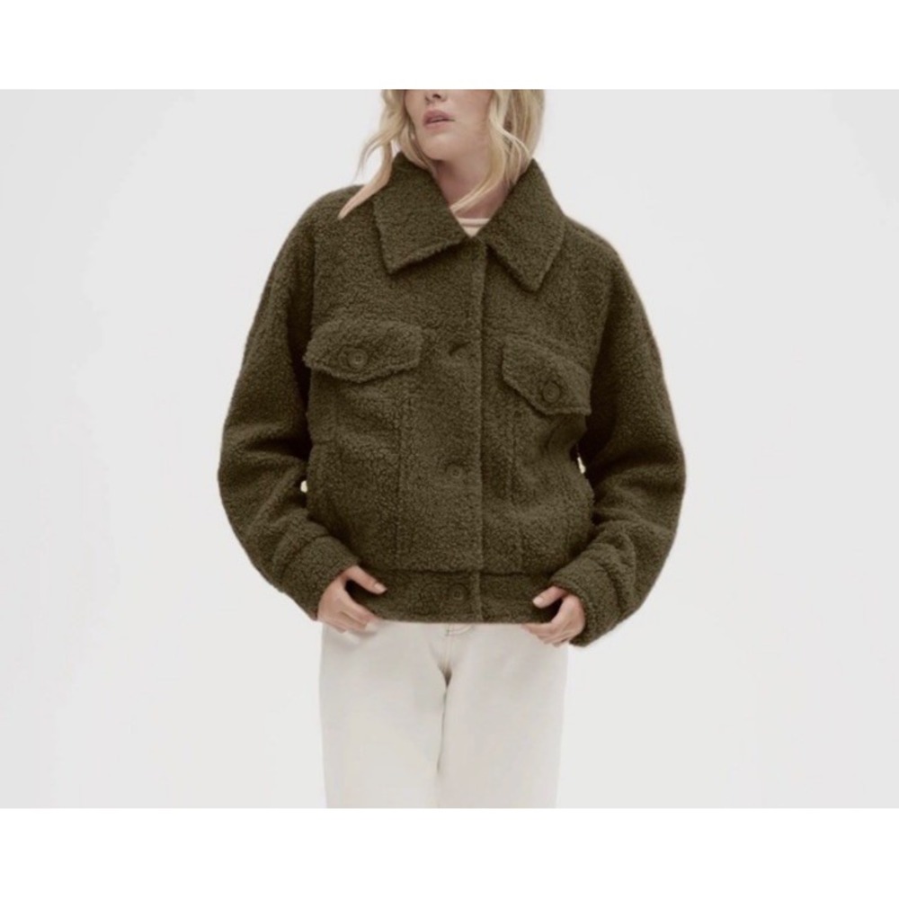 Noize Miley Vegan Faux Sherpa Jacket /Coat XXL In Olive